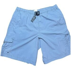COLUMBIA MENS CARGO PACKABLE SWIM TRUNKS IN BLUE  SIZE LG